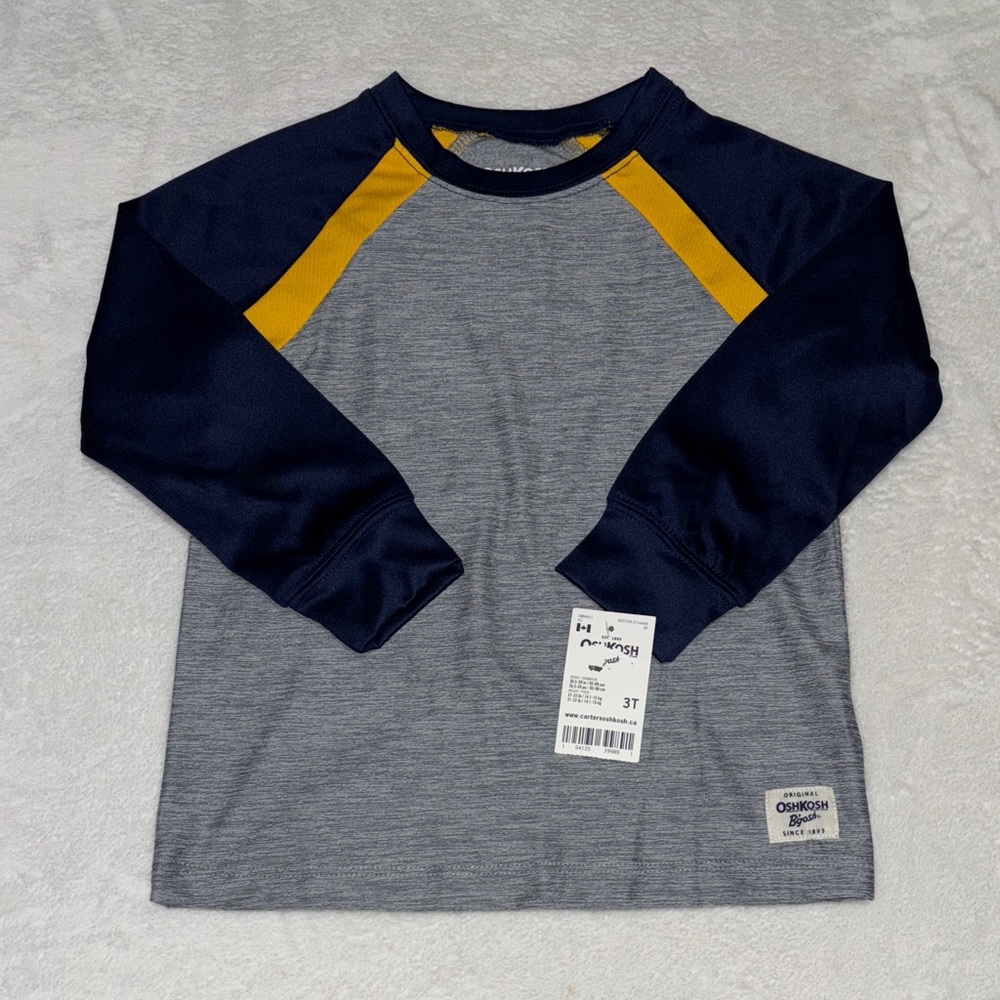 BNWT Oshkosh B'gosh Navy and Yellow Long Sleeve Tee 3T